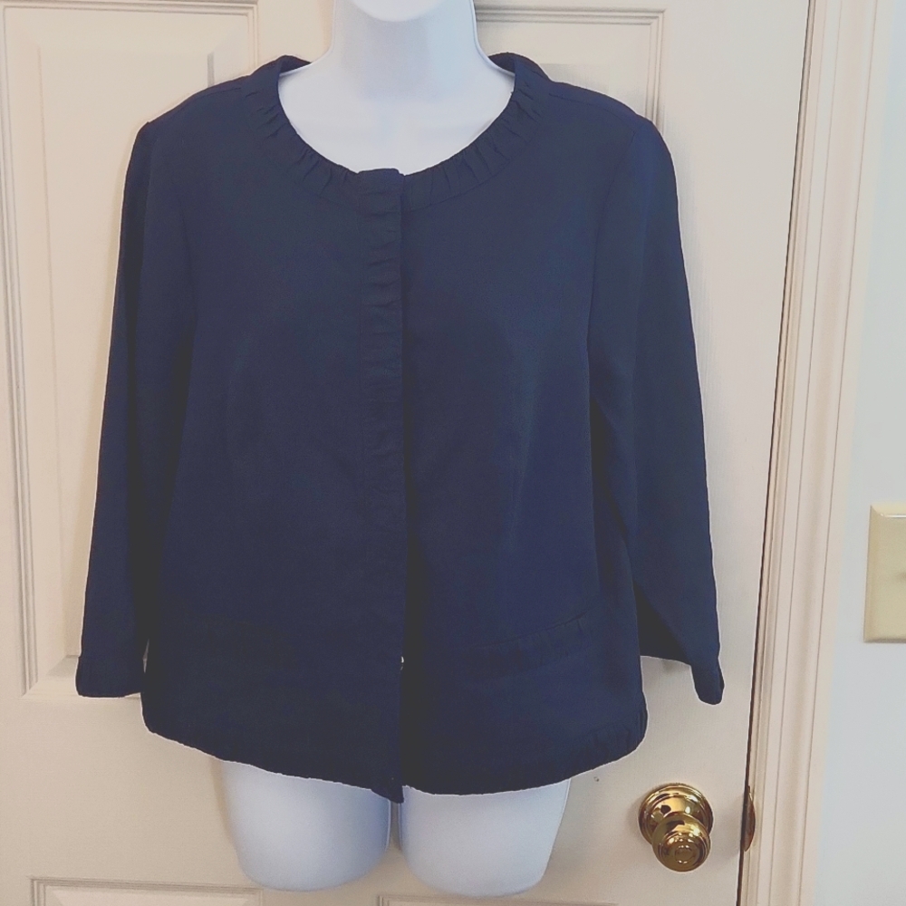 Chico women's crop navy blue jacket, Size 1, 3/4 sleeve